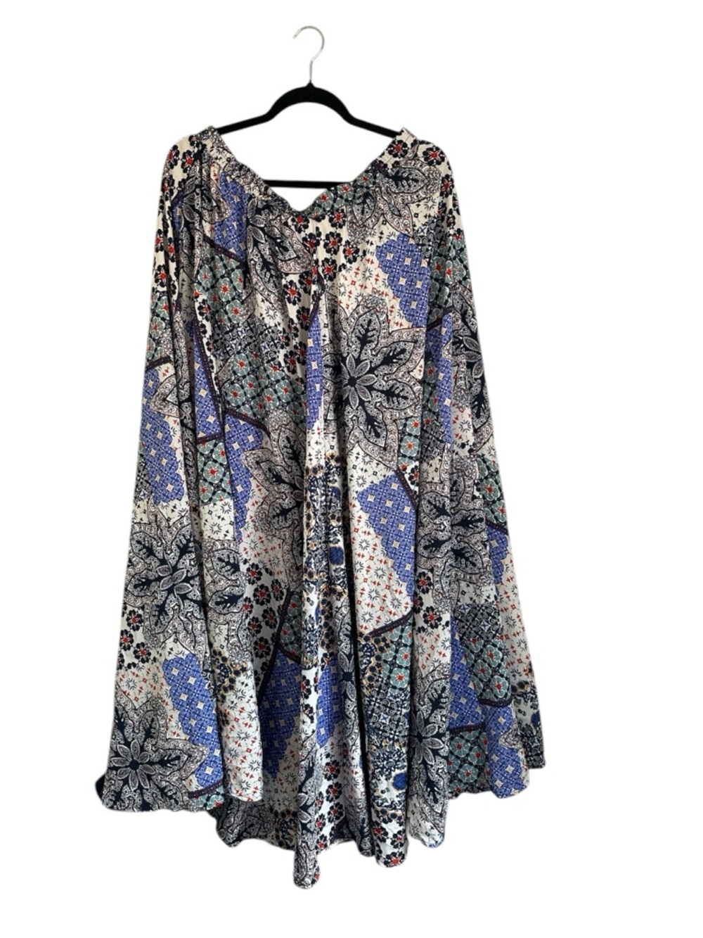 Cupio Boho Patchwork Maxi Dress - Blue, Black & White